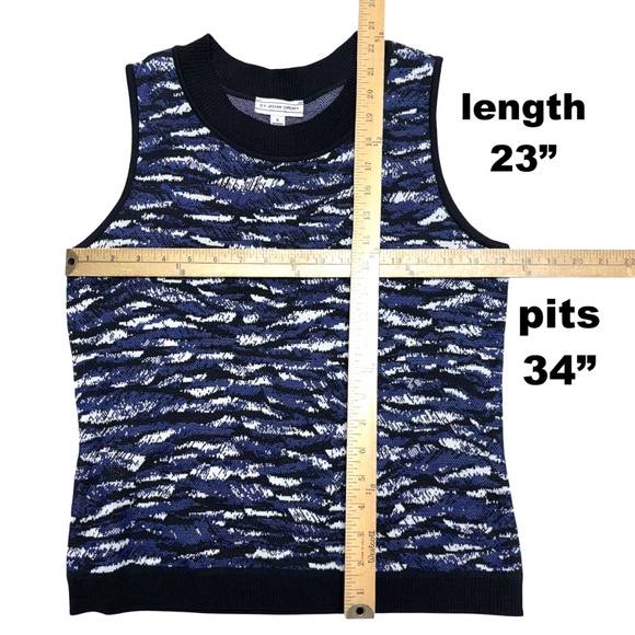 vest top ST JOHN vintage S blue black rayon wool knit pullover classic boho goth - Picture 6 of 8